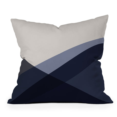 Colour Poems Minimal Waves Blue Outdoor Throw Pillow