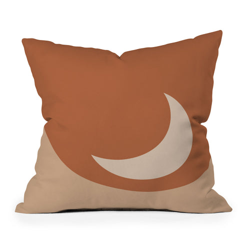 Colour Poems Moon Minimalism Orange Outdoor Throw Pillow