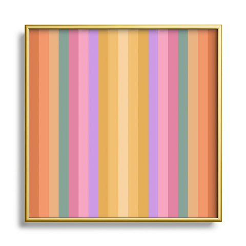 Colour Poems Multicolor Stripes V Square Metal Framed Art Print