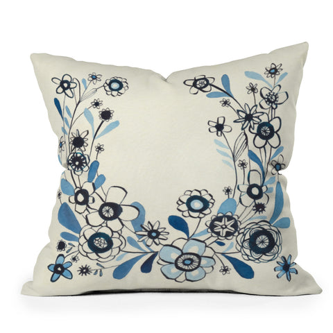 Cori Dantini modern delft floral Outdoor Throw Pillow