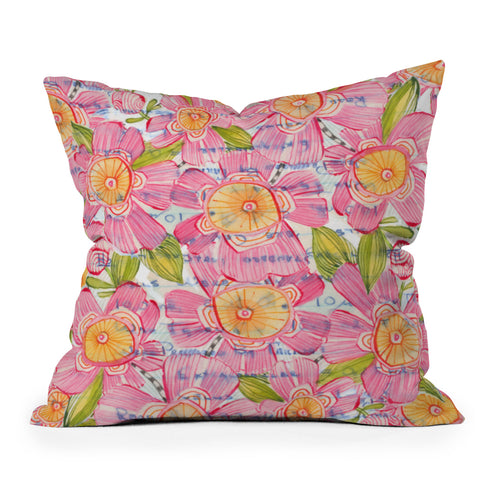 Cori Dantini Pinky Blooms Outdoor Throw Pillow