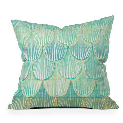 Cori Dantini Turquoise Scallops Outdoor Throw Pillow