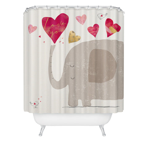 cory reid Elephant Hearts Shower Curtain