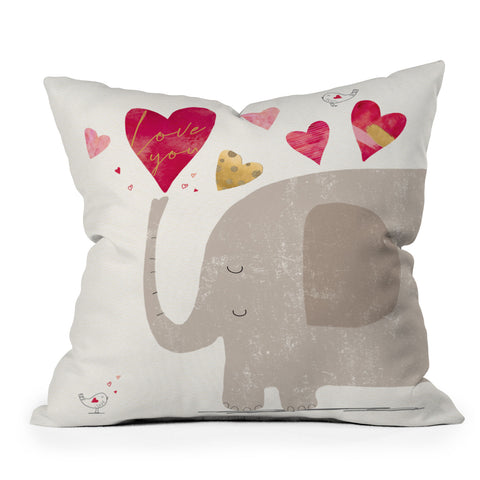 cory reid Elephant Hearts Outdoor Throw Pillow
