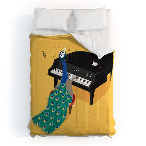 cory reid Piano Peacock Comforter