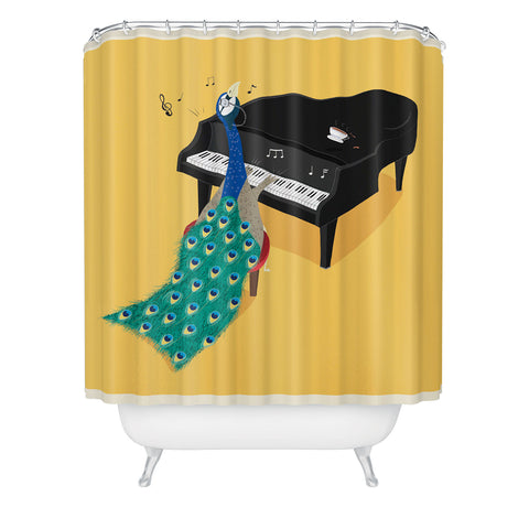 cory reid Piano Peacock Shower Curtain