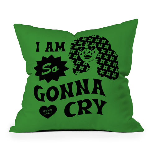 Cowgirl UFO I Am So Gonna Cry Green Scream Outdoor Throw Pillow