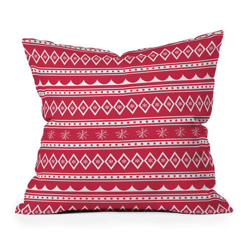 CraftBelly Retro Holiday Red Outdoor Throw Pillow