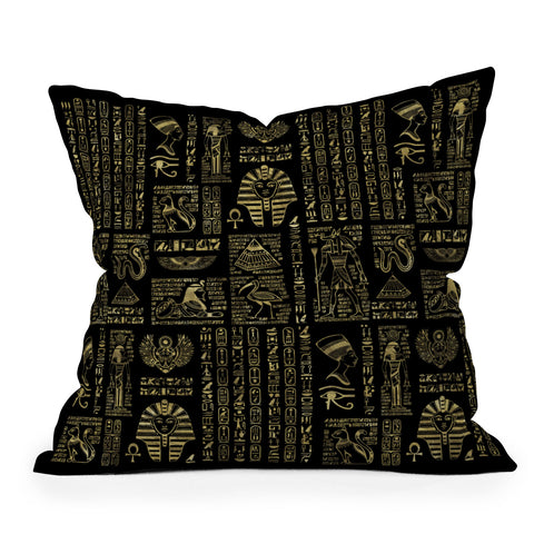 Creativemotions Egyptian hieroglyphs and deities Outdoor Throw Pillow