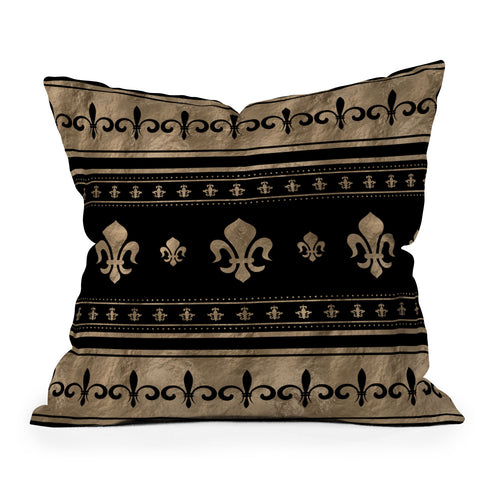 Creativemotions Fleurdelis Luxury ornament black Outdoor Throw Pillow