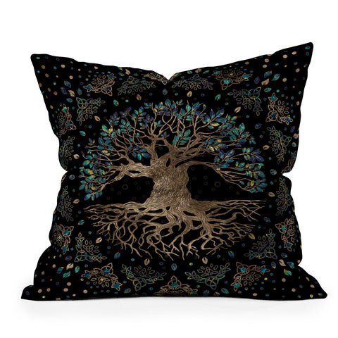 Creativemotions Tree of life Yggdrasil Golden Outdoor Throw Pillow