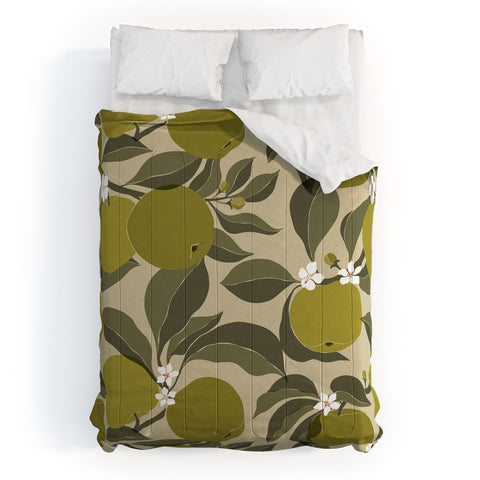 Cuss Yeah Designs Abstract Green Apples Comforter