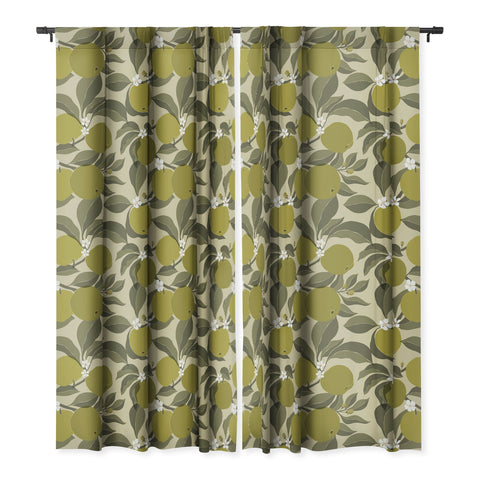 Cuss Yeah Designs Abstract Green Apples Blackout Window Curtain