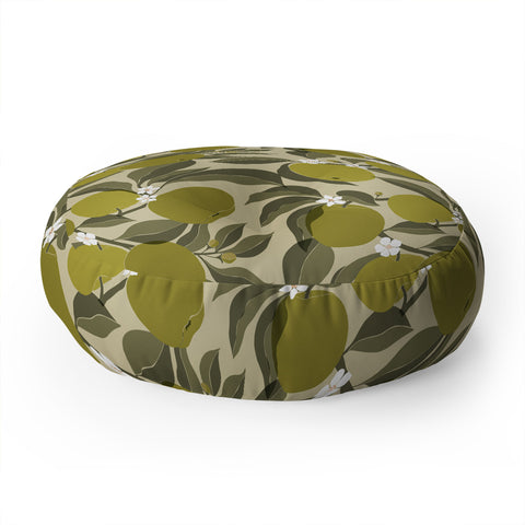 Cuss Yeah Designs Abstract Green Apples Floor Pillow Round