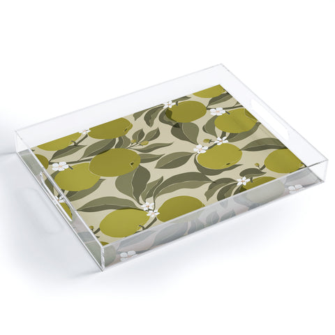 Cuss Yeah Designs Abstract Green Apples Acrylic Tray