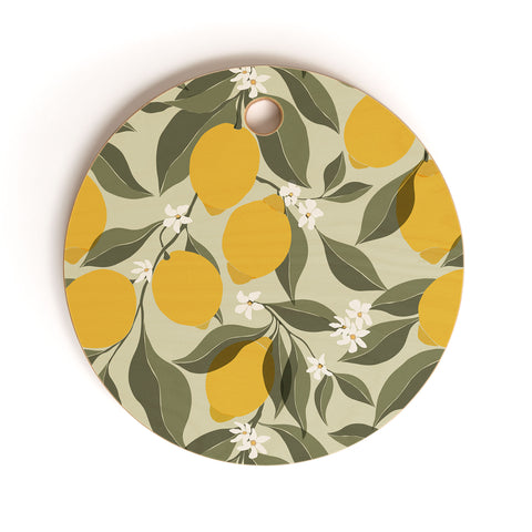 Cuss Yeah Designs Abstract Lemons Cutting Board Round