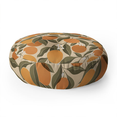 Cuss Yeah Designs Abstract Oranges Floor Pillow Round