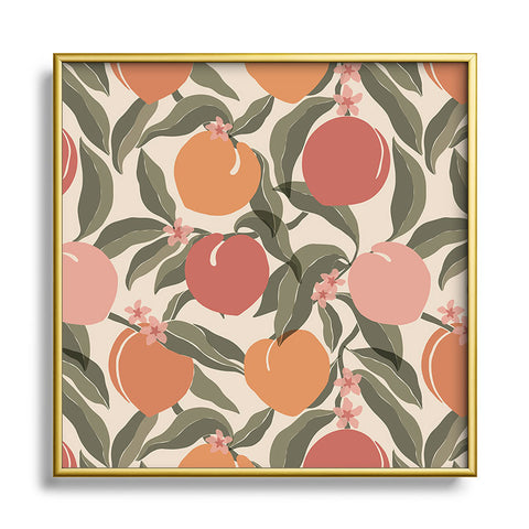 Cuss Yeah Designs Abstract Peaches Square Metal Framed Art Print