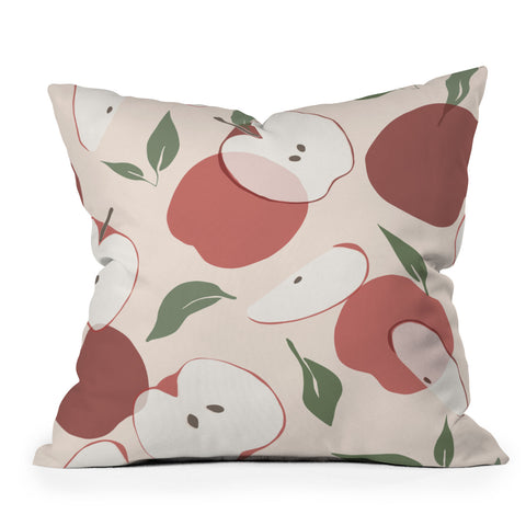 Cuss Yeah Designs Abstract Red Apple Pattern Outdoor Throw Pillow