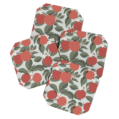 Cuss Yeah Designs Abstract Red Apples Coaster Set