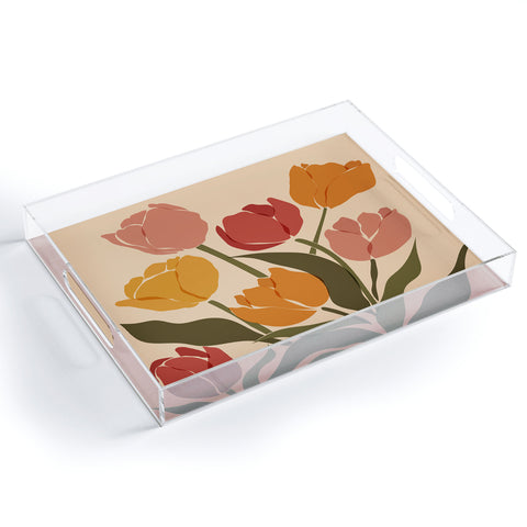 Cuss Yeah Designs Abstract Tulips Acrylic Tray