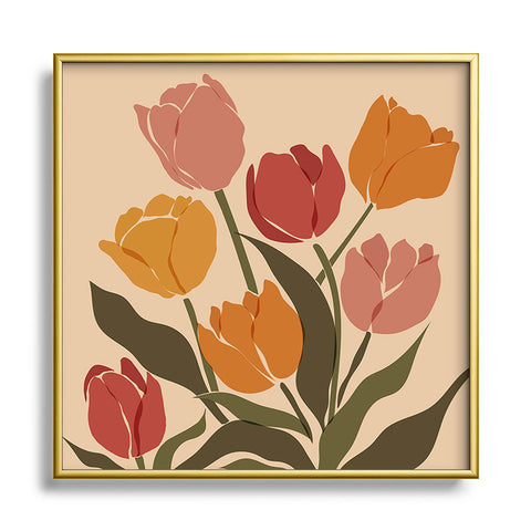 Cuss Yeah Designs Abstract Tulips Square Metal Framed Art Print