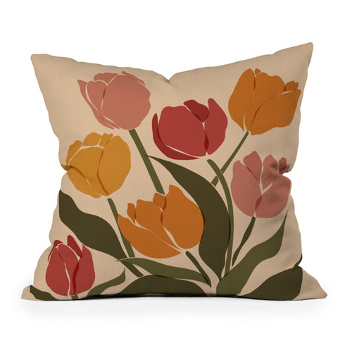 Cuss Yeah Designs Abstract Tulips Outdoor Throw Pillow