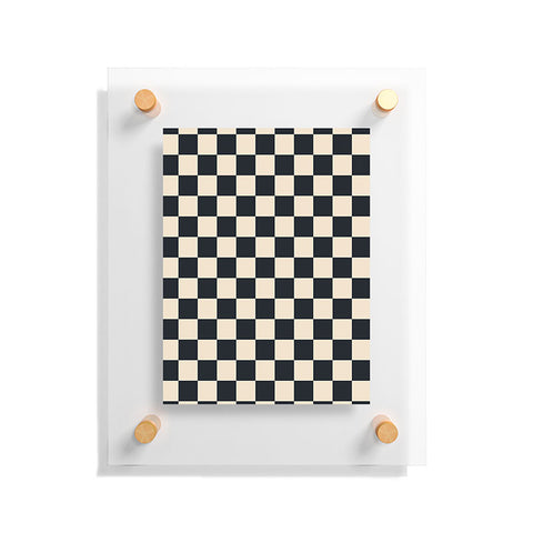 Cuss Yeah Designs Black Cream Checker Pattern Floating Acrylic Print