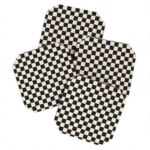 Cuss Yeah Designs Black Cream Checker Pattern Coaster Set
