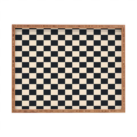Cuss Yeah Designs Black Cream Checker Pattern Rectangular Tray