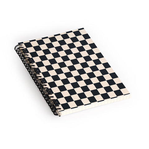 Cuss Yeah Designs Black Cream Checker Pattern Spiral Notebook