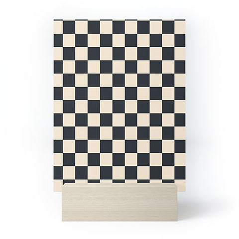 Cuss Yeah Designs Black Cream Checker Pattern Mini Art Print