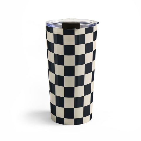 Cuss Yeah Designs Black Cream Checker Pattern Travel Mug