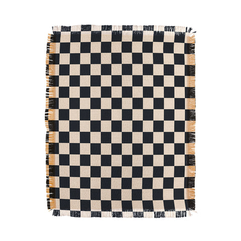 Cuss Yeah Designs Black Cream Checker Pattern Throw Blanket
