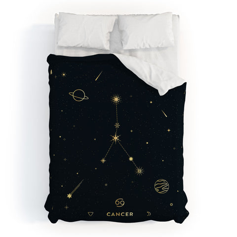 Cuss Yeah Designs Cancer Constellation in Gold Duvet Cover