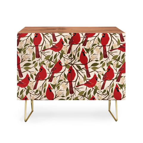 Cuss Yeah Designs Cardinals on Blossoming Tree Credenza