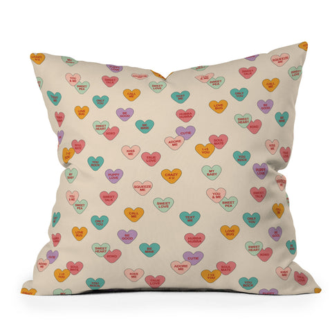 Cuss Yeah Designs Conversation Hearts Pattern Outdoor Throw Pillow