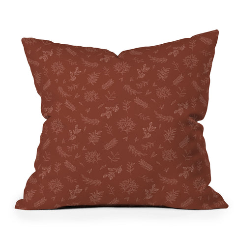 Cuss Yeah Designs Crimson Floral Pattern 001 Outdoor Throw Pillow