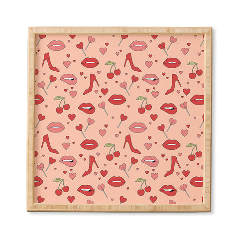 Cuss Yeah Designs Flirty Lips Pattern Framed Wall Art