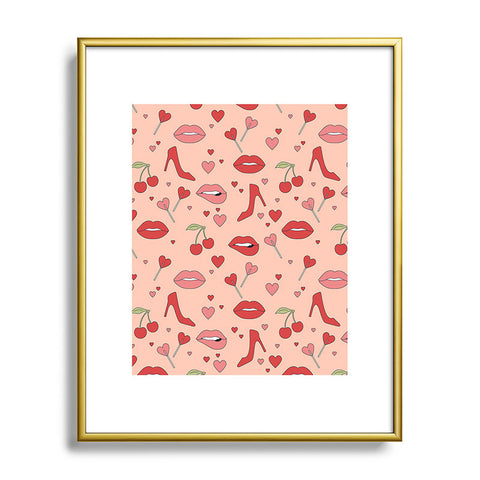 Cuss Yeah Designs Flirty Lips Pattern Metal Framed Art Print