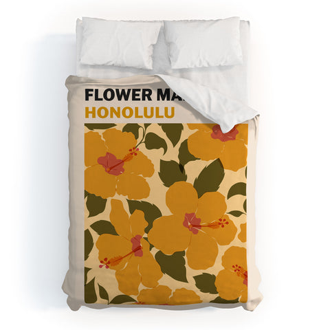 Cuss Yeah Designs Flower Market Honolulu Duvet Cover