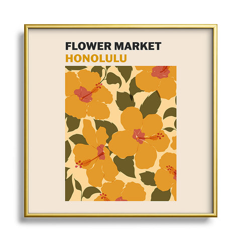 Cuss Yeah Designs Flower Market Honolulu Square Metal Framed Art Print