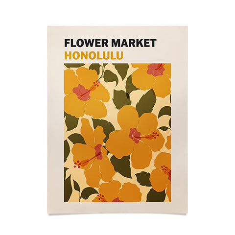 Cuss Yeah Designs Flower Market Honolulu Poster