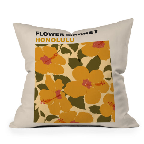 Cuss Yeah Designs Flower Market Honolulu Outdoor Throw Pillow