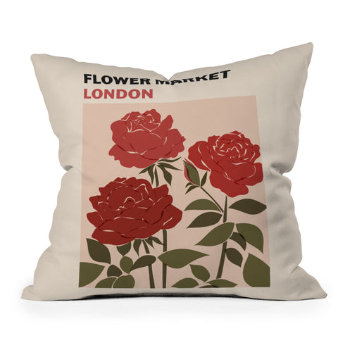 Cuss Yeah Designs Flower Market London UK Throw Pillow