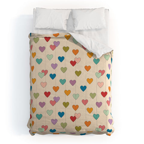 Cuss Yeah Designs Groovy Multicolored Hearts Comforter