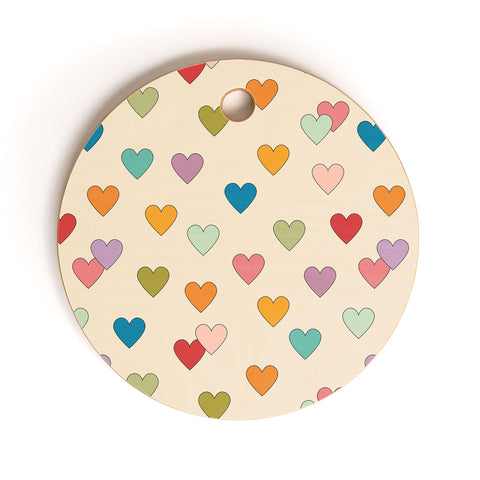 Cuss Yeah Designs Groovy Multicolored Hearts Cutting Board Round