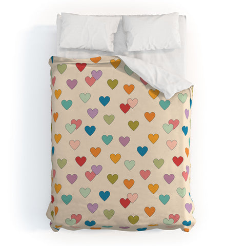 Cuss Yeah Designs Groovy Multicolored Hearts Duvet Cover