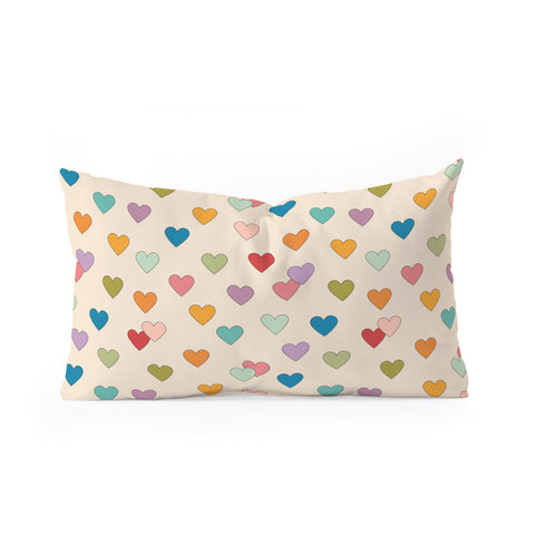 Cuss Yeah Designs Groovy Multicolored Hearts Oblong Throw Pillow