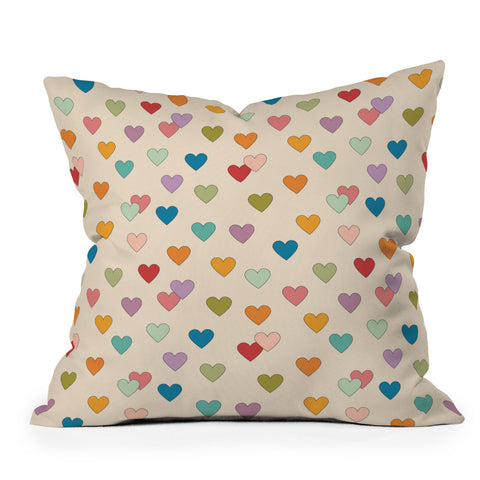 Cuss Yeah Designs Groovy Multicolored Hearts Throw Pillow
